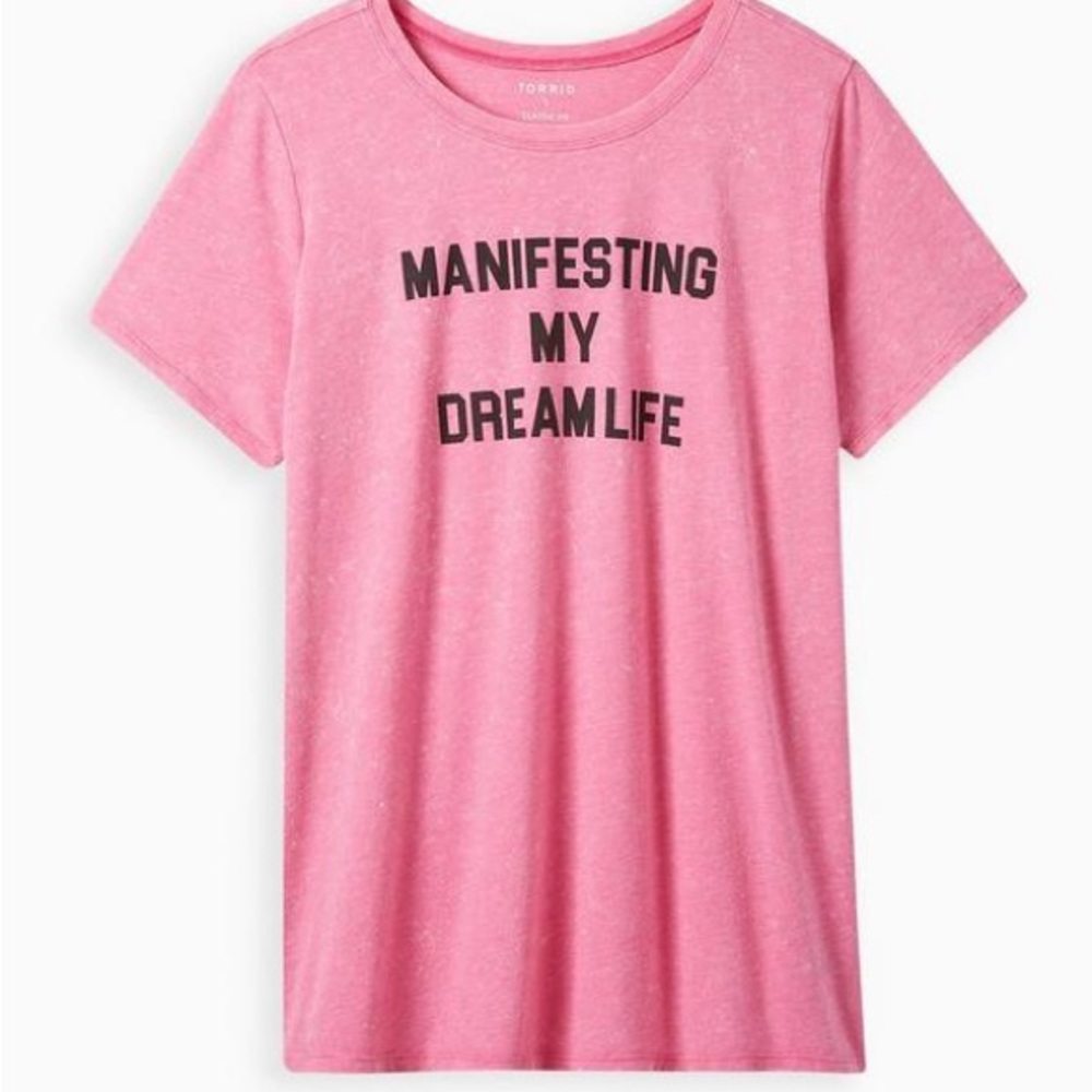 Torrid Everyday Tee - Signature Jersey Pink Manifesting My Dream Life Tie Dye